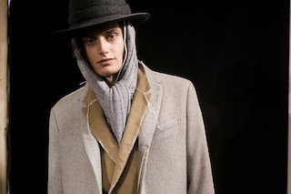 Miharayasuhiro AW15 Frayed Hems Topstitch Grey Felt Hat 