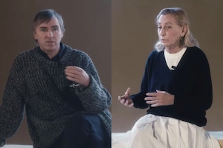 Raf Simons Miuccia Prada after the SS21 Prada show