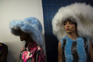 Backstage at the AW20 Central Saint Martins MA fashion show