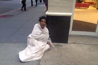 Homeless woman in New York