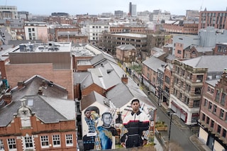 Marcus Rashford mural Manchester Burberry Jazz Grant 