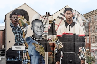 Marcus Rashford mural Manchester Burberry Jazz Grant 