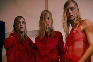 Marques’Almeida AW15 Womenswear Trio Red Fur Sheer Top