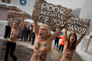 Femen protesting at Davos