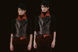 Haider Ackermann AW15 Mens Red High Collar Velvet Trousers