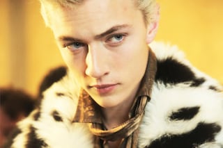 Roberto Cavalli AW15 Menswear cow print fur scarf blonde