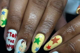 Yoshitomo Nara-inspired nail art