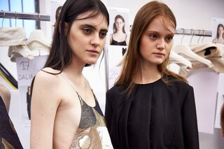 Erika Cavallini AW15 Dazed backstage Womenswear gold dress