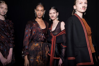 Givenchy AW15, Dazed, Womenswear, Peacock Print, Red Stripe
