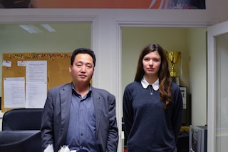 Joo Il Kim and Lucy Edwards after watching The Interview