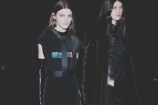 Thomas Tait AW15 backstage Dazed Womenswear harness fur