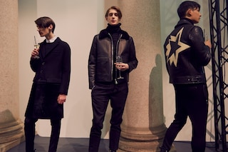 Neil Barrett AW15 backstage menswear Milan leather jacket