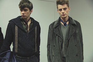 Bottega Veneta AW15 menswear Milan braces grey outerwear
