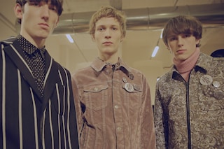 MSGM AW15 70&#39;s, badges, stripes, Menswear, Dazed backstage
