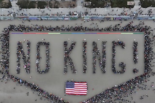 'NO KINGS'' Human Banner at San Francisco's Ocean Beach