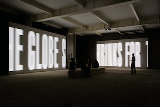 Barbara Kruger, “The Globe Shrinks” (2010)