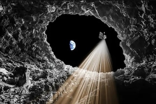 Artistic rendition of a moon cave