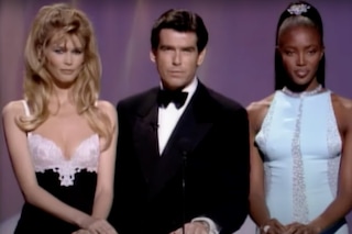 Naomi Campbell, Claudia Schiffer, and Piers Brosnan