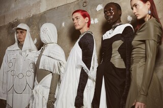 Backstage at the AW20 Marine Serre fashion show 2