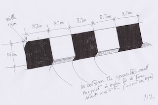 Daniel Buren, sketch of contribution to M.M.S.#1