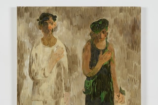 Salman Toor, Citizens (2022), Oil on panel, 91.