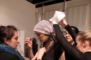 Fitting the Shaun Leane showpiece. Photography by 