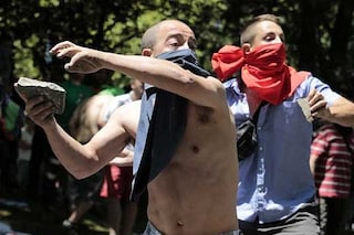 Protest image from Madrid, photo by AFP