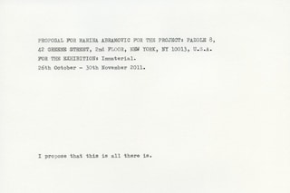 Artist: Peter Liversidge Proposals for Marina Abra