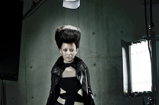 Jacket, trousers and dress by Rick Owens, belt by 
