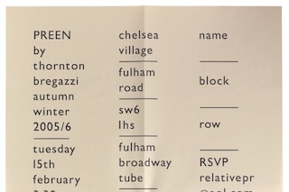 Preen A/W 05-6 Show Invite
