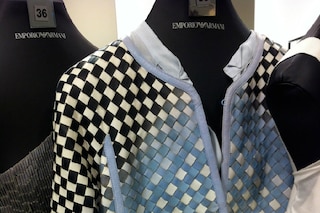 The leather woven jackets from Emporio Armani.