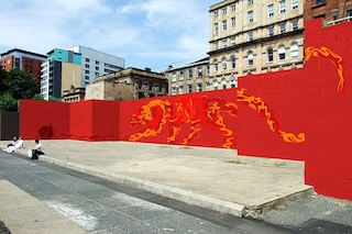 Mock-up of graffiti mural exploring Fire by McFaul