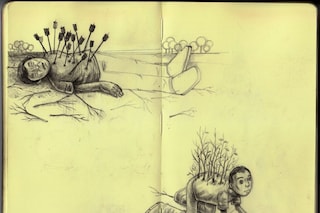 &quot;sketchbook page&quot; coloured pencil on paper 2008