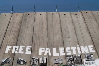 Israel West Bank barrier Free Palestine graffiti