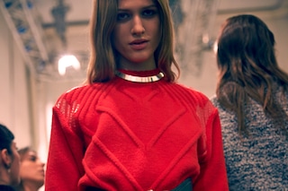 Iceberg AW15 Dazed backstage womenswear high-waist red knit