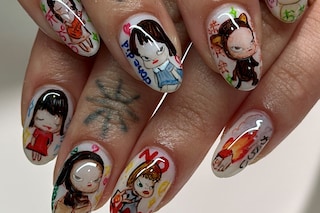Yoshitomo Nara-inspired nail art