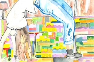 Lena Dunham Watercolours “Bridge Over Modernist Sofa”
