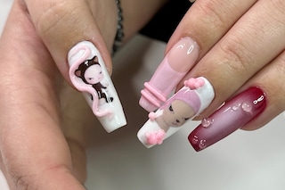 Yoshitomo Nara-inspired nail art