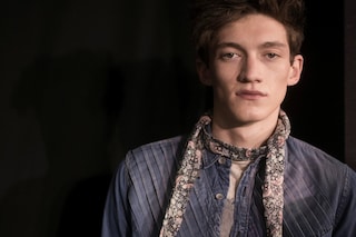 Miharayasuhiro AW15 Blue Denim Panel Shirt Floral Scarf