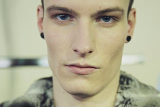 Antonio Marras AW15 Backstage Model Ear Stretcher Fur Collar