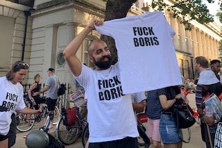 Protestors with ‘Fuck Boris’ t-shirts