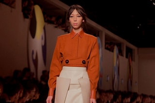 Fendi AW15, Womenswear, Dazed, Furry Boots, Orange Shirt