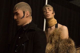 Hood By Air AW15 Dazed backstage womenswear fur pantyhose