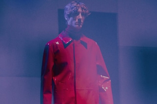 Raf Simons AW15 Mens Red Turtleneck PVC Coat Grey Trousers 