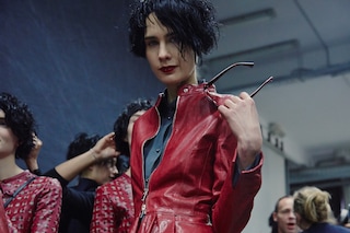 Emporio Armani AW15 Womenswear Dazed backstage red leather