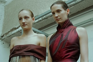 Iris Van Herpen AW15 Dazed backstage womenswear red sheer