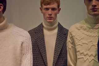 Neil Barrett AW15 backstage menswear Milan turtle neck 