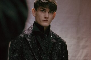 Ann Demeulemeester AW15 Flecked Black Jacket Collar Shirt 