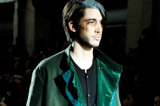 Yohji Yamamoto AW15 Green Coat Velvet Fray Edge