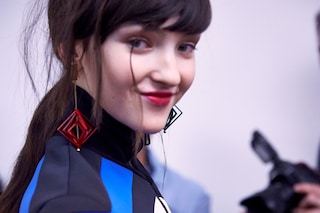 MSGM AW15, Dazed, Womenswear, Stripe Bomber, Drop Earrings